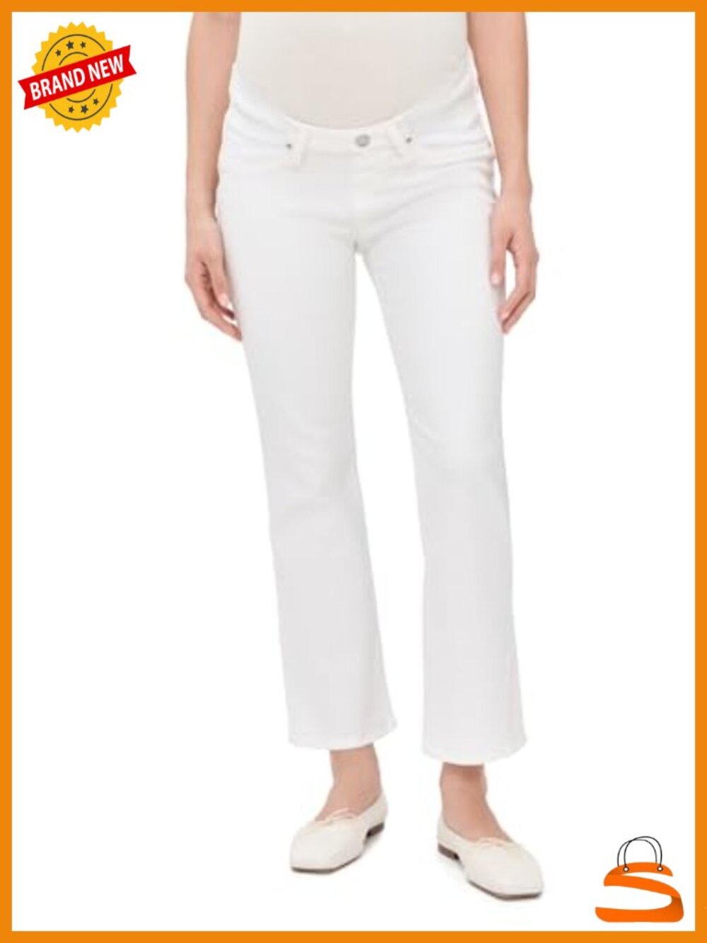 Maternity Stretch Flare Crop Jeans - High Rise, Super-Stretch Denim